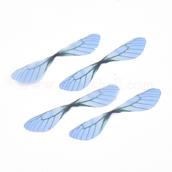 Décoration artisanale d'ailes de tissu de polyester, pour bricolage bijoux artisanat boucle d'oreille collier pince à cheveux décoration, aile de libellule, bleuet, 60~60x11~13mm