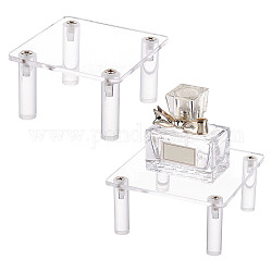 Square Transparent Acrylic Minifigure Display Stands, for Toys Figures, Clear, Finish Product: 10x10x4.9cm, about 9pcs/set