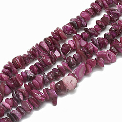 Chapelets de perles en coquille d'eau douce , teinte, puce, support violet rouge, 4~14x4~8x1~8mm, Trou: 1mm, Environ 210~250 pcs/chapelet, 31.4 pouce