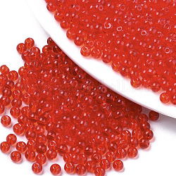 Perles en verre transparentes, ronde, rouge, 4x3mm, Trou: 1mm, environ 4500 pcs / sachet 