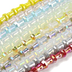 Chapelets de perles en verre électroplaqué, de couleur plaquée ab , facette, champignons, couleur mixte, 12x8mm, Trou: 1mm, Environ 50 pcs/chapelet, 22.83'' (58 cm)