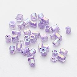 11/0 deux verre taillé perles de rocaille, hexagone, brins.colours arc, violet, taille: environ 2.2mm de diamètre, environ 1344 pcs/50 g