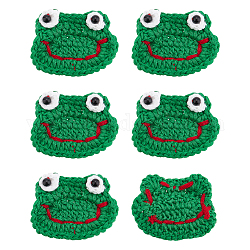 BENECREAT 6Pcs in the Shape of a Hand-Woven Frog's Head, a Woven Garment Accessory in Polyester Handmade Fibres, Yellow-Green Woven Fabric for Garments, Home Decoration and Craft Creations