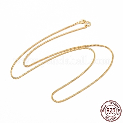 925 collar de cadenas de trigo de plata esterlina para mujer, dorado, 15.75 pulgada (40 cm)