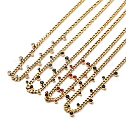 Halskette mit Strass-Anhängern und Panzerketten, vergoldet 304 Edelstahlschmuck für Damen, Mischfarbe, 15.00 Zoll (38.1 cm)