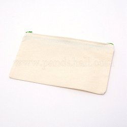 Tissu en nylon vierge bricolage sac de bricolage sac de stylo en toile, trousse de toilette de voyage polyvalente avec fermeture à glissière, verte, 12.4x21.1x0.3 cm