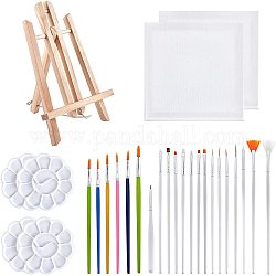 Kits de pintura y dibujo para niños, Incluye caballete de mesa de madera de pino plegable, paleta, marco de lona y cepillo pe