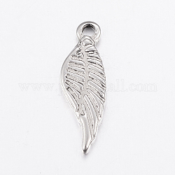 304 Stainless Steel Pendants, Wing, Stainless Steel Color, 19x6x1.5mm, Hole: 1.5mm