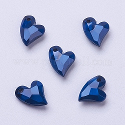 Acrylic Pendants, Imitation Pearl, Heart, Faceted, Prussian Blue, 11x9x4mm, Hole: 0.5mm