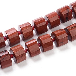 Natürliche rote Jaspis Perlen Stränge, facettiert, Kolumne, 14~15x14~15x9~11 mm, Bohrung: 1.5 mm, ca. 25~30 Stk. / Strang, 15.35 Zoll (39 cm)