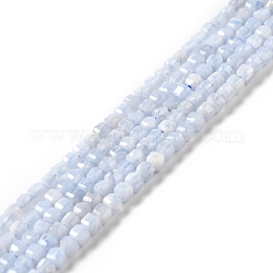 Natürlichen blauen Spitze Achat Perlen Stränge, facettiert, Würfel, 2.5x2.5x2.5 mm, Bohrung: 0.7 mm, ca. 170 Stk. / Strang, 15.35'' (39 cm)