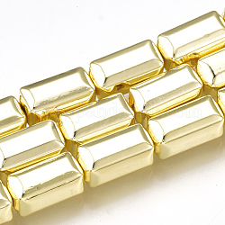Electroplate Non-magnetic Synthetic Hematite Beads Strands, Cuboid, Golden Plated, 8x4x4mm, Hole: 1mm, about 51pcs/strand, 16.1 inch
