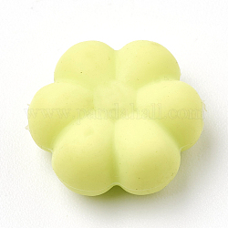 Perlas de silicona ecológicas de grado alimenticio, masticar cuentas para mordedores, diy collares de enfermería haciendo, flowerr, amarillo verdoso, 14x13x6mm, agujero: 2 mm