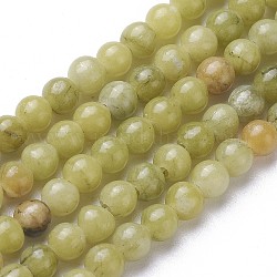 Natürliche chinesische Jade Perlen Stränge, Runde, 4 mm, Bohrung: 1 mm, ca. 90 Stk. / Strang, 15.4 Zoll