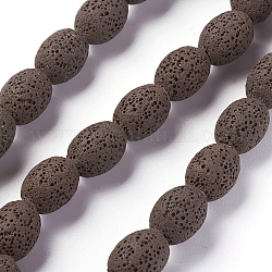 Fili di perle di roccia lavica naturale, tinto, riso, marrone noce di cocco, 15~15.5x11~11.5mm, Foro: 2 mm,circa27pcs/filo, 15.94 pollici (40.5 cm)