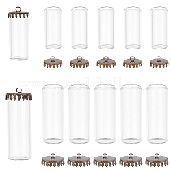 Pandahall elite 12 establece 2 colgantes de botella de deseo de vidrio de estilo, fornituras de aleación, columna, Claro, 31.5~44x13~16mm, agujero: 2 mm, 6 juegos / estilo