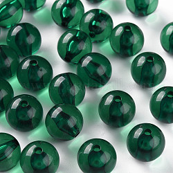 Perles en acrylique transparente, ronde, verte, 16x15mm, Trou: 2.8mm