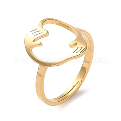 304 hohle verstellbare Ringe aus Edelstahl, golden, Palme, uns Größe 6 1/4 (16.7mm), breit: 2~14.5 mm