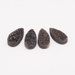 Teardrop Elektroplatte natürliche Druzy Kristall Cabochons, Kaffee, 20x10x4~8 mm
