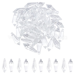 AHANDMAKER 50pcs 38x14mm Crystal Icicle Pendant Crystal Suncatcher with 1mm Hole, Lamp Candle Holders Curtain DIY Parts, Clear and Transparent