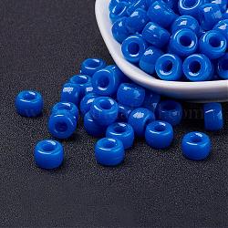 Opaque Acrylic European Beads, Barrel, Blue, 9x6mm, Hole: 4mm, about 1900pcs/500g