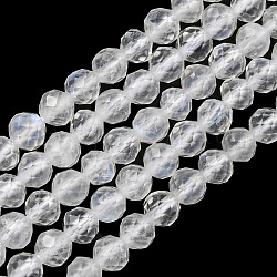 Brins de perles de pierre de lune arc-en-ciel naturel, grade AAA, ronde à facettes, 3mm, Trou: 0.6mm, Environ 140 pcs/chapelet, 15.35~15.47 pouce (39~39.3 cm)