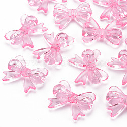 Transparent Acrylic Beads, Bowknot, Pearl Pink, 23x29.5x6mm, Hole: 1.6mm, about 293pcs/500g