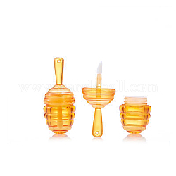 Bienenstockform, transparente, leere Lipgloss-Flasche aus ABS-Kunststoff, Nachfüllbares Mini-Lippenstiftglas mit Schaber, orange, 6.6x2.8 cm, Kapazität: 5.5 ml (0.19 fl. oz)
