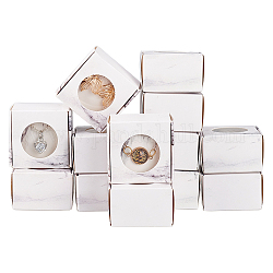 Fingerinspire 26 juego de cajas de papel de cartón plegables con ventana transparente cajas de presentación con patrón de mármol de 1.7x1.6x1 pulgadas rectángulo blanco pequeñas cajas de embalaje de regalo para anillo pulsera embalaje de collar