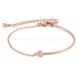 Bracelet en zircone cubique clair réglable bracelet à maillons à barre incurvée bracelet de tennis classique bijoux à breloques cadeaux pour les femmes, or rose, 5 pouce (12.6 cm)