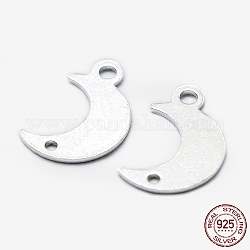 925 link in argento sterling, luna, con timbro s925, argento, 11x7x0.5mm, Foro: 1 mm e 1.5 mm
