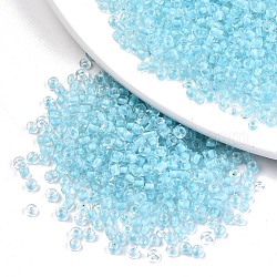 6/0 Perlas de semillas de vidrio, colores dentro transparentes, agujero redondo, redondo, luz azul cielo, 6/0, 4~5x2.5~4.5mm, agujero: 1.2 mm, aproximamente 500 unidades / 50 g