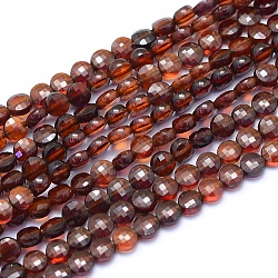 Hilos de perlas de granate naranja natural, facetados, plano y redondo, 4x2.5mm, agujero: 0.6 mm, aproximamente 100 pcs / cadena, 15.35 pulgada (39 cm)