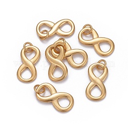 Encantos de 304 acero inoxidable, con anillo de salto, infinito, dorado, 20.5x10.5x2mm, agujero: 4 mm