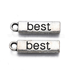 Tibetan Style Alloy Pendants, Cadmium Free & Lead Free, Rectangle with Word Best, Antique Silver, 20x5x1.5mm, Hole: 2mm, about 1200pcs/1000g