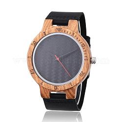 Holz-Armbanduhren, Männer elektronische Uhr, mit Lederarmbändern und Legierungsfindung, Schwarz, 260x23x2 mm