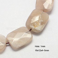 Chapelets de perles de sunstone naturelle naturelles, grade AB, facette, rectangle, 16x12x4~5mm, Trou: 1mm, Environ 25 pcs/chapelet, 15.75 pouce