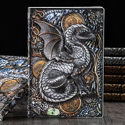 Cahier en cuir pu gaufré 3d, journal motif dragon a5, pour les fournitures de bureau scolaire, multicolore, 215x145mm