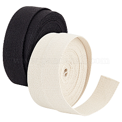 PandaHall Elite 2Pcs 2 Colors 10 Yards Flat Cotton Ribbon, for Garment Accessories, Mixed Color, 1.5inch（38mm）, about 10 yards/pc, 1pc/color