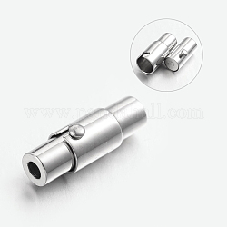 304 Stainless Steel Locking Tube Magnetic Clasps, Column, Stainless Steel Color, 16.5x5.5mm, Hole: 2mm