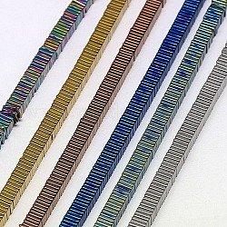 Electroplate no magnéticas de hematita Cuentas sintéticas heishi hebras, rebanada fina de cuentas planas cuadradas, Grado A, color mezclado, 2x2x1mm, agujero: 1 mm, aproximamente 400 pcs / cadena, 16 pulgada