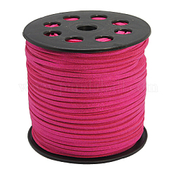 Glitter Powder Faux Suede Cord, Faux Suede Lace, Deep Pink, 3mm, 100yards/roll(300 feet/roll)