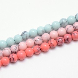 Synthetic Turquoise Smooth Round Beads Strands, Dyed, Mixed Color, 8mm, Hole: 1mm, about 48pcs/strand, 15.5 inch