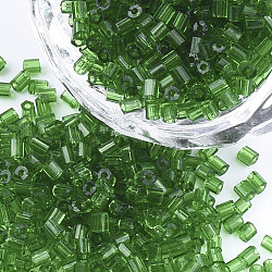 Стеклянный бисер класса а, шестигранник (два разреза), прозрачные цвета, зелёные, 1.5~2.5x1.5~2 мм, отверстие : 0.8 мм, около 2100 шт / упаковка, 450 г / мешок