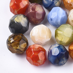 Abalorios de acrílico, de piedras preciosas de imitación, facetados, redondo, color mezclado, 22x22.5~23mm, agujero: 3 mm