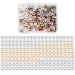 Piatto tondo perle di ottone distanziatore, barile placcatura, colore misto, 6x2mm, Foro: 2 mm, 200pcs/scatola