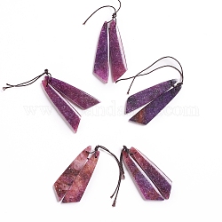 Pendenti in pietra di lepidolite naturale/mica viola, per fare gioielli, ala, 43~44.5x10~11x3.5~5mm, Foro: 1.2 mm