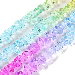 Spray Painted Transparent Glass Beads Strands, Imitation Gemstone, Chip, Colorful, 1~7x4~14x3~7.5mm, Hole: 0.4mm, 31.50''~31.69''(80~80.5cm)