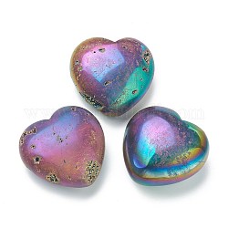 Pierre d'amour de coeur de pierre précieuse plaquée multicolore naturelle, pierre de palme de poche pour équilibrer le reiki, 39~40x40x19~21mm