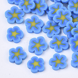 Handgemachter Ton-Cabochon, Blume, Deep-Sky-blau, 7.5~10x1~2 mm, ca. 5000 Stk. / 1000 g